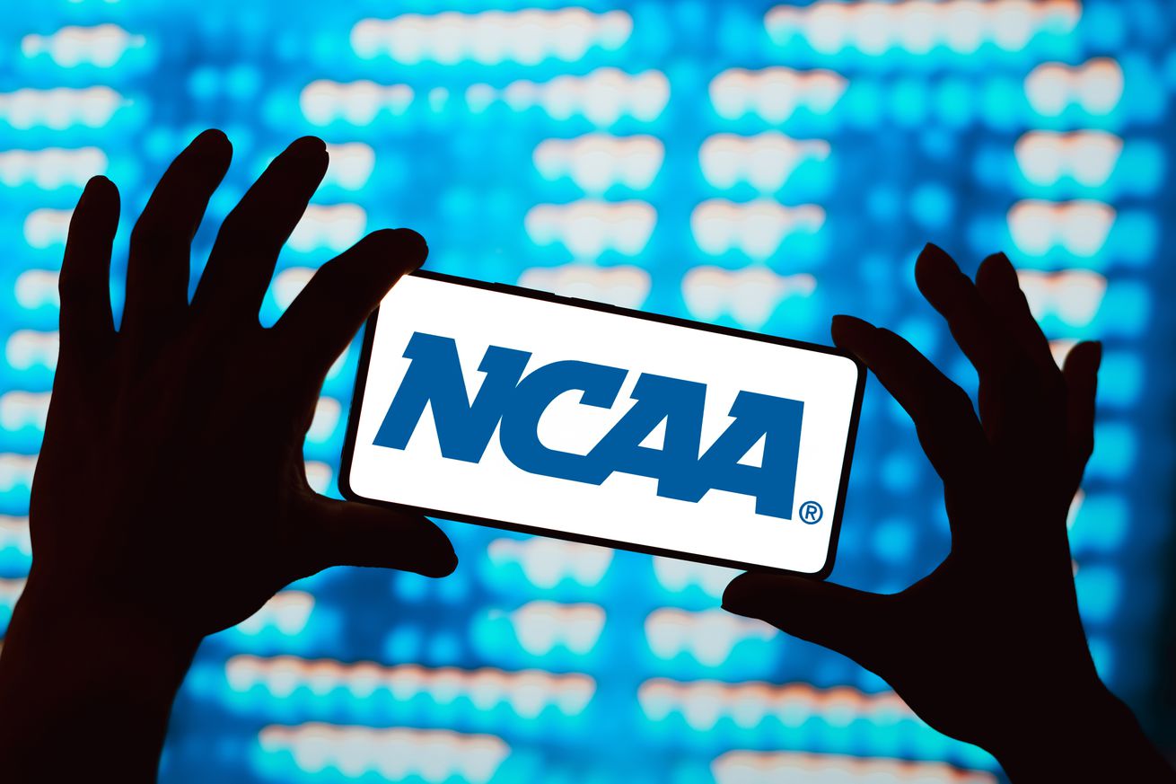 In this photo illustration, the National Collegiate Athletic...