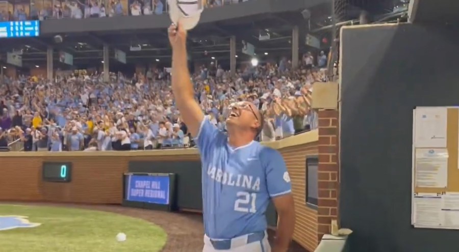 UNC head baseball coach Scott Forbes after the Super Regional win to earn a trip to the College World Series on Saturday night. Photo by Jordan Crammer/CBS 17