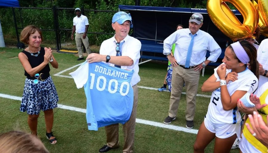 Anson Dorrance has won a combined 1,106 games at his alma mater while coaching the men and women at UNC. UNC photo by Jeffrey Camarati